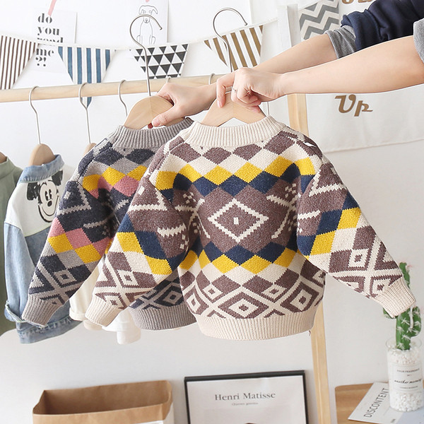 Παιδικό πουλόβερ με χρωματιστό σχέδιο κατάλληλο για κορίτσια και αγόρια
