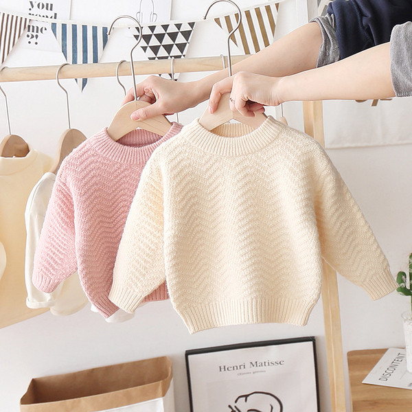 Παιδικό πουλόβερ casual με οβάλ λαιμόκοψη - απλό μοντέλο