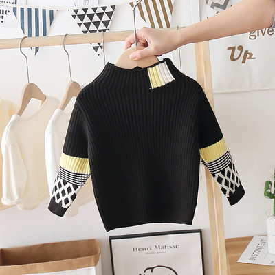 Casual παιδικό πουλόβερ με ψηλό κολάρο και 3/4 μανίκια κατάλληλο για κορίτσια