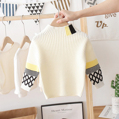 Casual παιδικό πουλόβερ με ψηλό κολάρο και 3/4 μανίκια κατάλληλο για κορίτσια