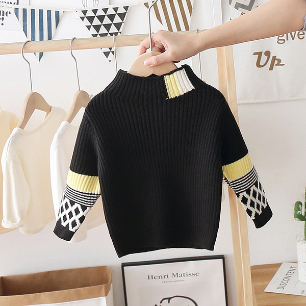 Casual παιδικό πουλόβερ με ψηλό κολάρο και 3/4 μανίκια κατάλληλο για κορίτσια