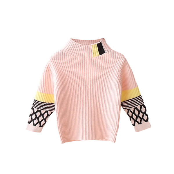 Casual παιδικό πουλόβερ με ψηλό κολάρο και 3/4 μανίκια κατάλληλο για κορίτσια