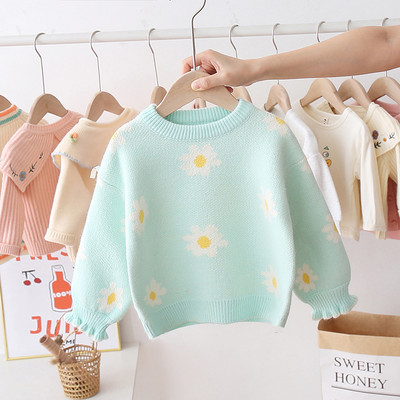 Új modell gyerek pulóver lányoknak virágos motívumokkal