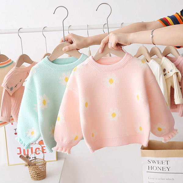 Új modell gyerek pulóver lányoknak virágos motívumokkal