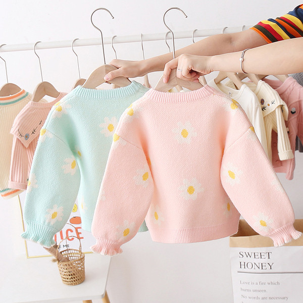 Új modell gyerek pulóver lányoknak virágos motívumokkal