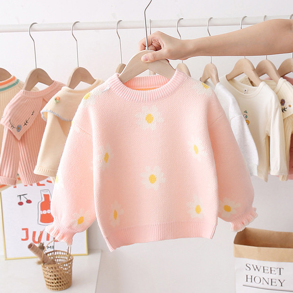 Új modell gyerek pulóver lányoknak virágos motívumokkal