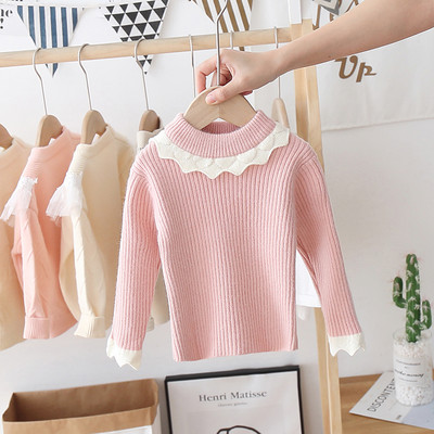 Alkalmi gyerekpulóver ovális nyakkivágással, lányoknak