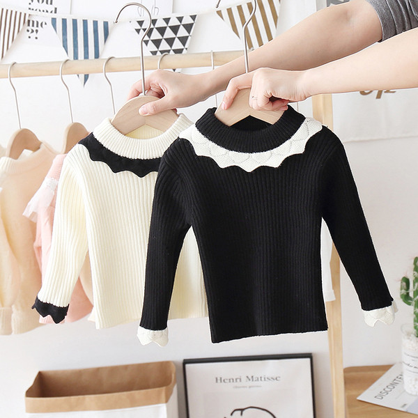 Alkalmi gyerekpulóver ovális nyakkivágással, lányoknak