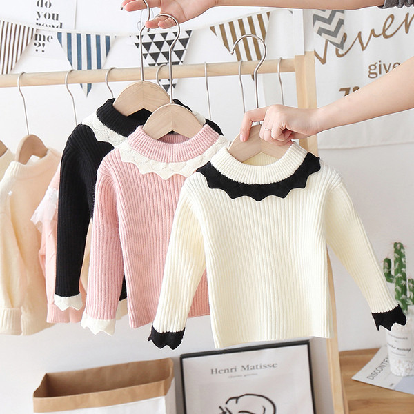 Alkalmi gyerekpulóver ovális nyakkivágással, lányoknak