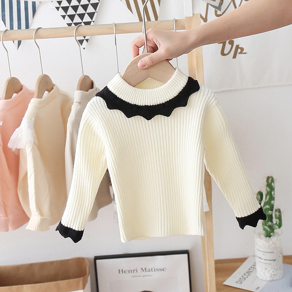 Alkalmi gyerekpulóver ovális nyakkivágással, lányoknak