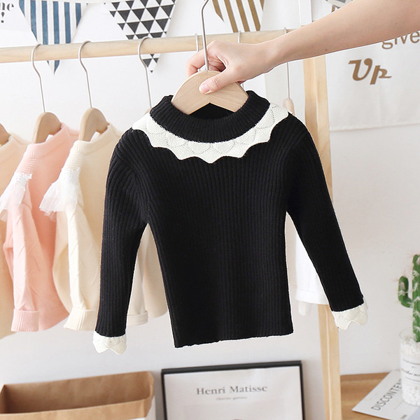 Alkalmi gyerekpulóver ovális nyakkivágással, lányoknak