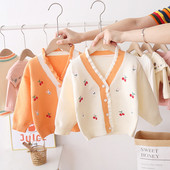 Aktuális gyerekmellény lányoknak V-alakú gallérral és hímzéssel