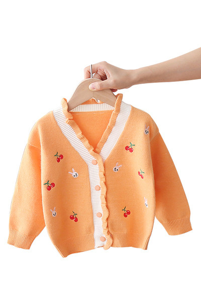 Aktuális gyerekmellény lányoknak V-alakú gallérral és hímzéssel