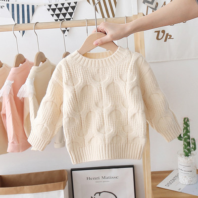 Téli gyerek pulóver ovális nyakkivágással, alkalmas lányoknak és fiúknak