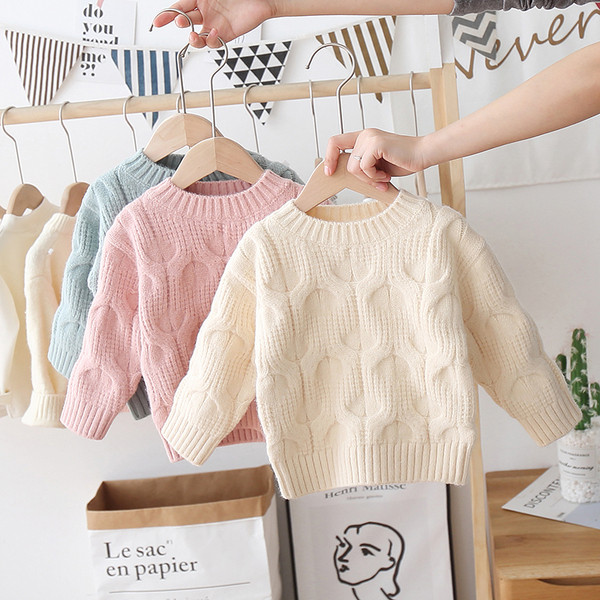 Téli gyerek pulóver ovális nyakkivágással, alkalmas lányoknak és fiúknak