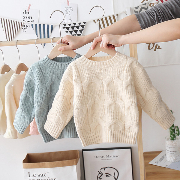 Téli gyerek pulóver ovális nyakkivágással, alkalmas lányoknak és fiúknak