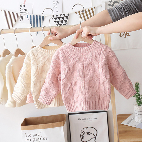 Téli gyerek pulóver ovális nyakkivágással, alkalmas lányoknak és fiúknak