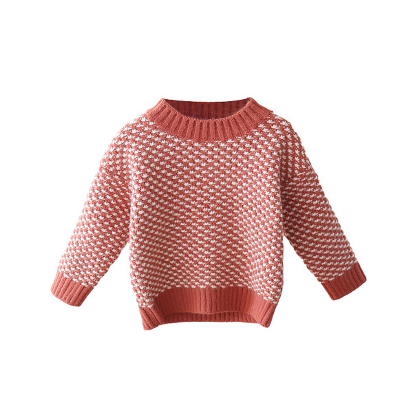 Kötött gyerekpulóver kerek nyakkivágással, lányoknak megfelelő