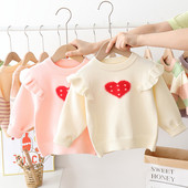 Modern gyerek pulóver lányoknak fürtökkel és szívvel