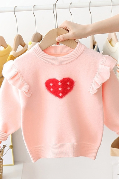 Modern gyerek pulóver lányoknak fürtökkel és szívvel