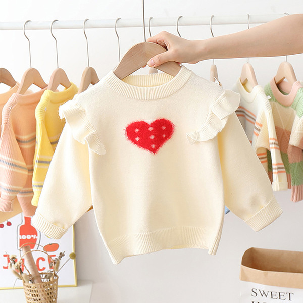 Modern gyerek pulóver lányoknak fürtökkel és szívvel