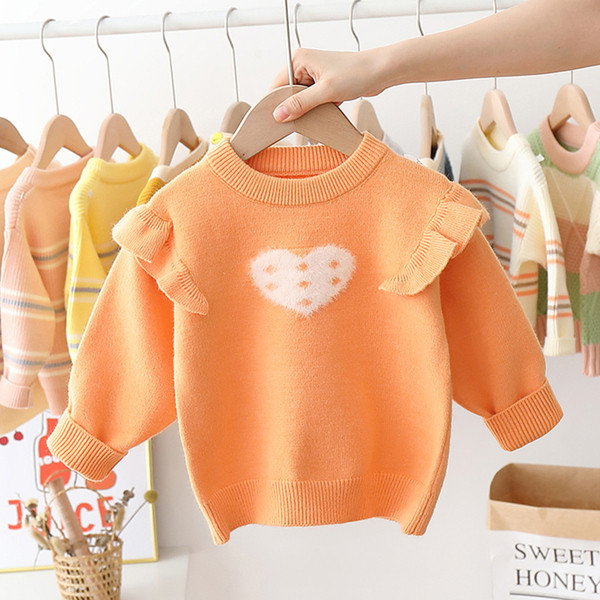 Modern gyerek pulóver lányoknak fürtökkel és szívvel