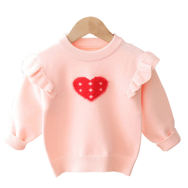 Modern gyerek pulóver lányoknak fürtökkel és szívvel