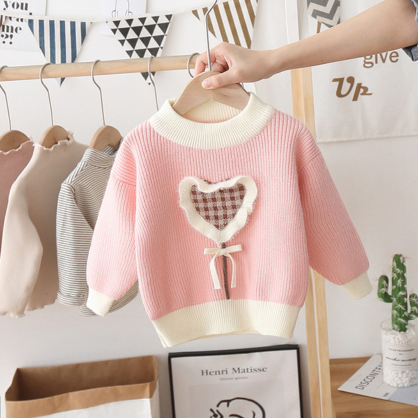 Alkalmi gyerek pulóver ovális nyakkivágással, lányoknak