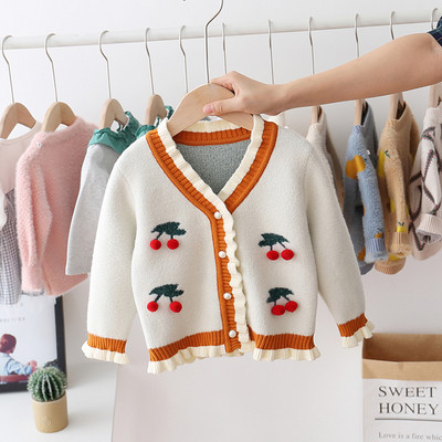 Μοντέρνο παιδικό γιλέκο για κορίτσια με κολάρο σχήματος V και τρισδιάστατα στοιχεία