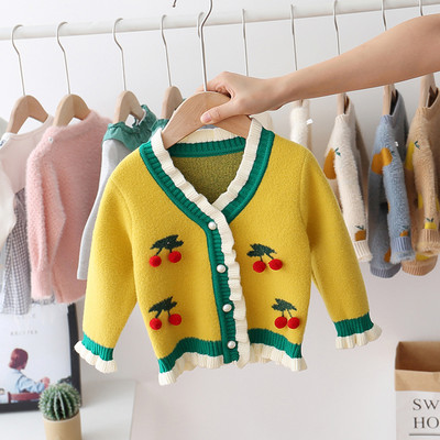 Μοντέρνο παιδικό γιλέκο για κορίτσια με κολάρο σχήματος V και τρισδιάστατα στοιχεία