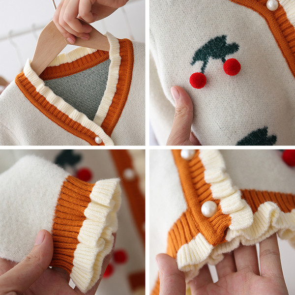 Μοντέρνο παιδικό γιλέκο για κορίτσια με κολάρο σχήματος V και τρισδιάστατα στοιχεία