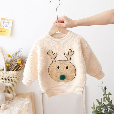 Gyermek karácsonyi pulóver színes rátéttel, két színben