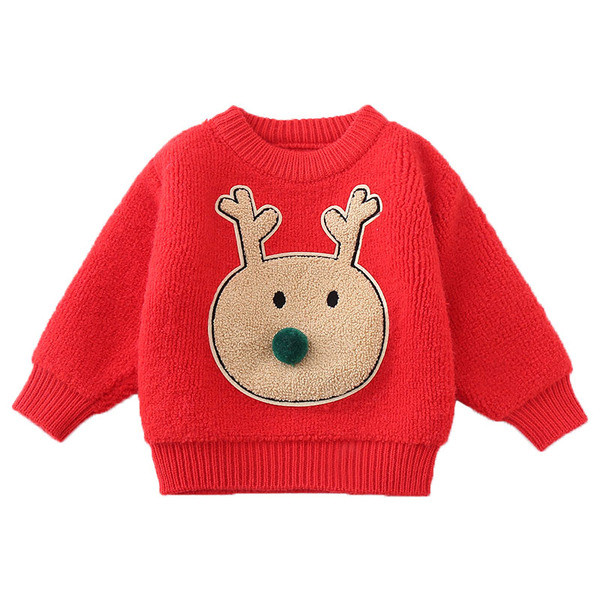 Gyermek karácsonyi pulóver színes rátéttel, két színben