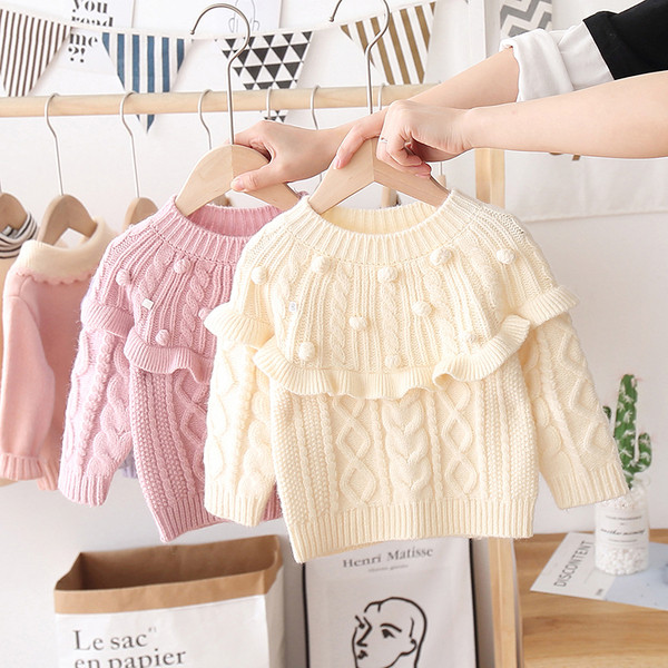 Modern, O-nyakú gyerekpulóver lányoknak