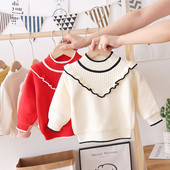 Alkalmi gyerekpulóver lányoknak ovális nyakkivágással és fürtökkel