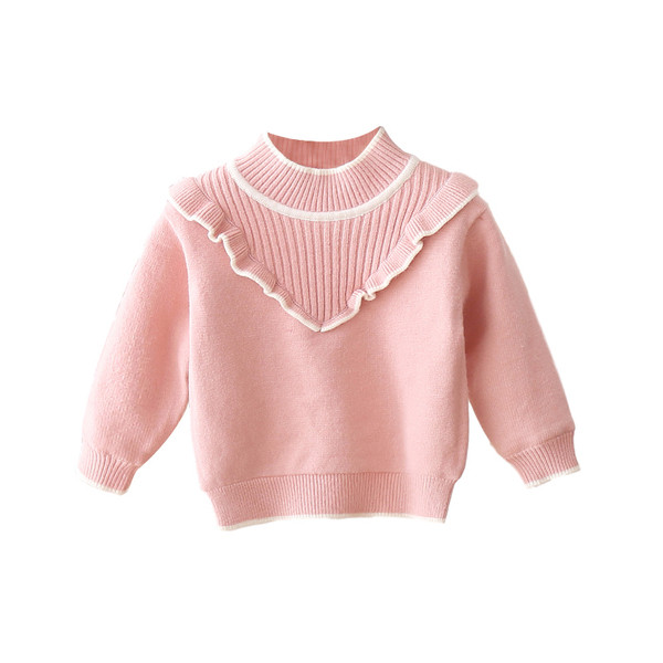Alkalmi gyerekpulóver lányoknak ovális nyakkivágással és fürtökkel