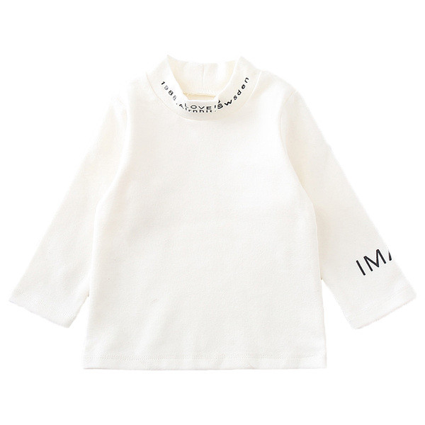 Alkalmi gyerekblúz magas gallérral, fehér és fekete felirattal