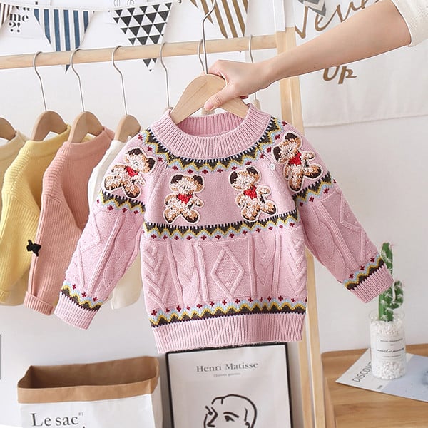 Új modell gyerek pulóver lányoknak hímzéssel