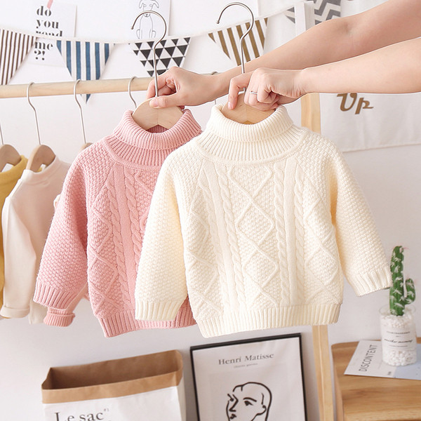 Kötött gyerek pulóver lányoknak magas gallérral