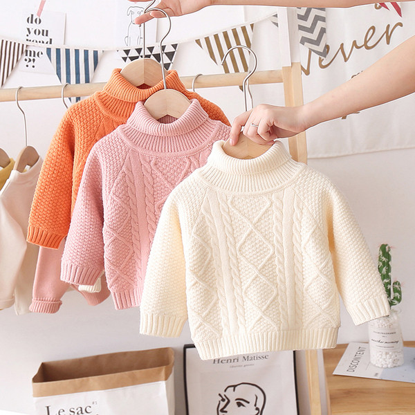 Kötött gyerek pulóver lányoknak magas gallérral