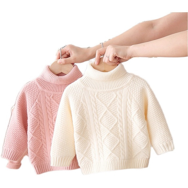 Kötött gyerek pulóver lányoknak magas gallérral