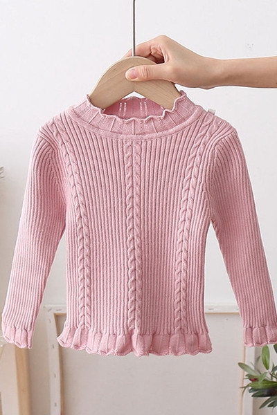 Alkalmi gyerekpulóver ovális nyakkivágással, négy színben, lányoknak