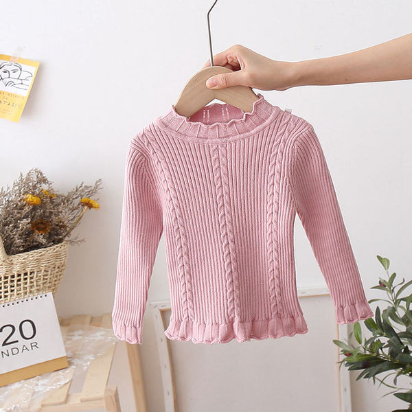 Alkalmi gyerekpulóver ovális nyakkivágással, négy színben, lányoknak