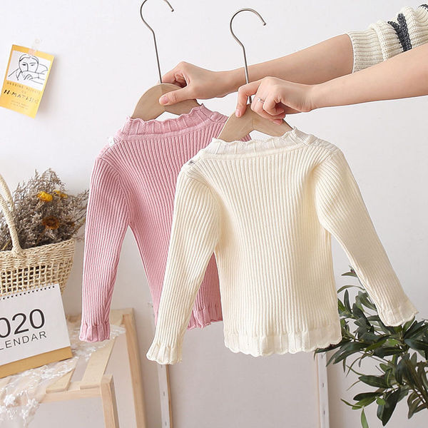 Alkalmi gyerekpulóver ovális nyakkivágással, négy színben, lányoknak