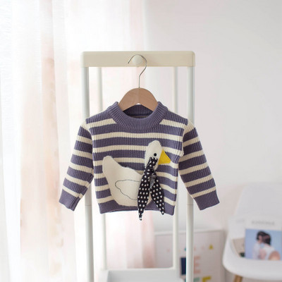 Alkalmi gyerekpulóver ovális nyakkivágással és szalaggal