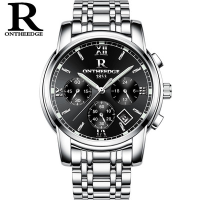 Спортен кварцов часовник от неръждаема стомана в кръгла форма