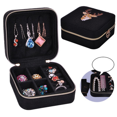 Juvelierizstrādājumu kastīte ar rāvējslēdzēju un nodalījumu gredzeniem un auskariem