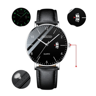 Водоустойчив мъжки ръчен часовник - кръгла форма 