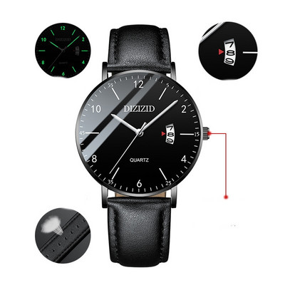 Водоустойчив мъжки ръчен часовник - кръгла форма 