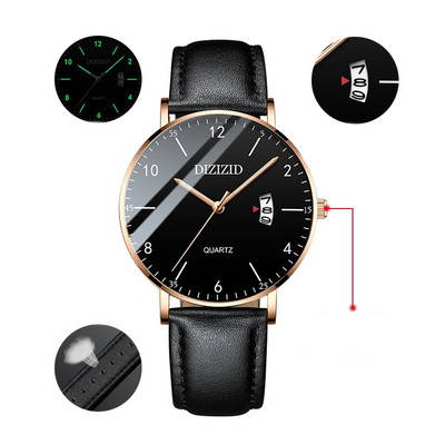 Водоустойчив мъжки ръчен часовник - кръгла форма 